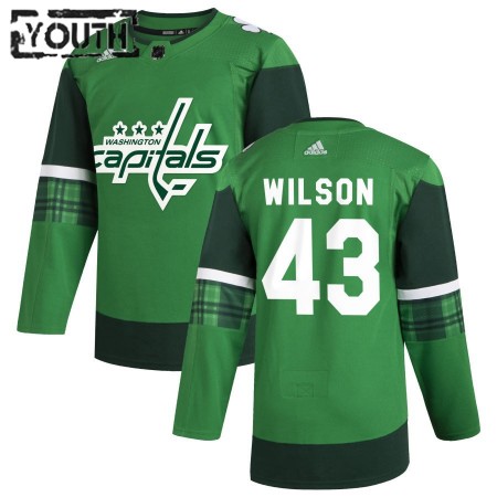 Washington Capitals Tom Wilson 43 Adidas 2019-2020 St. Patrick's Day Authentic Shirt - Kinderen